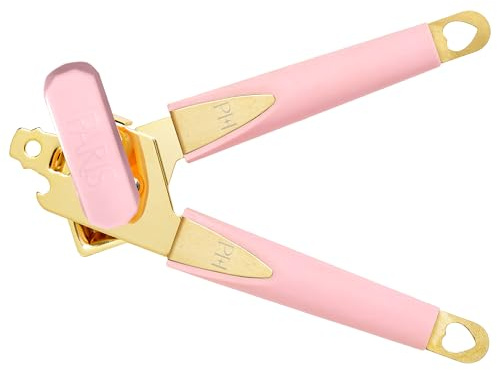 Paris Hilton Dosenöffner mit integriertem Flaschenöffner, leicht drehbarem Griff und Softgrip-Handgriffen für ikonischen Küchenkomfort, Rosa und Gold