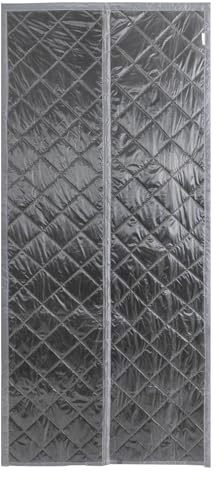 Rideau de protection thermique magnétique pour portes, 95 x 210 cm, protection contre le froid, pour l'hiver, imperméable et chaud, rideau de protection thermique épais, isolation (gris, 95 x 210 cm)