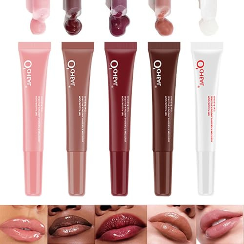 Glänzende Lippen butter tönung,Feuchtigkeit Spendende Antihaft-Tasse Flüssig Lippen Gloss,5-Farbiger Natürlicher Plumping Lip Tint,Spiegel Toot Lip Gloss Für Frauen