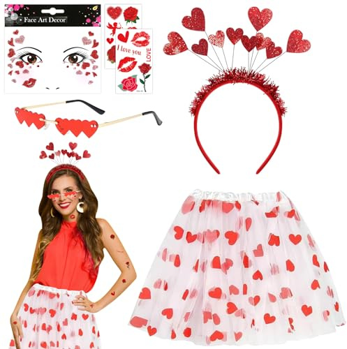 ARONRAVE Amor Kostüm Damen, Karneval Kostüme Amor Set Amor Bogen Pfeil mit Glitzer Haarreif Valentinstag Amor Kostüm Accessoiresfür Mädchen Jungen Frauen Erwachsene
