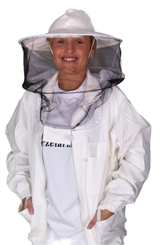 4Bee Imkerjacke – Imkeranzug mit Reißverschluss – mit Atemnetz – atmungsaktiv – Imkerei – Bienen – Insekten – Schutzkleidung mit Hut – Schutzkleidung für Imker – Größe XXL