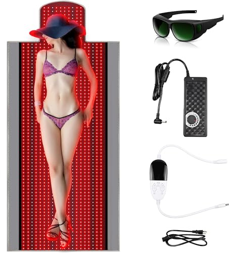 XNYXLPP 1370pcs LED 660nm Red Lig-ht Ther-apy Mat 850nm Near Infr-ared Designed for Full Body The-rapy Multifunctional Controller
