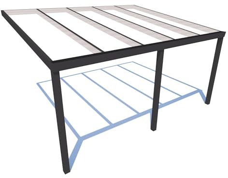 Schweng Terrassenüberdachung S400 in Anthrazit mit Polycarbonat in klar oder milchig, 506 x 405 cm