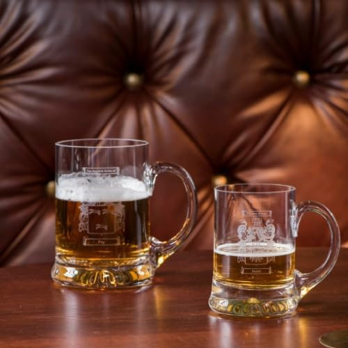 Custom Coat of Arms Crystal Half Pint Tankard| Personalised Family Crest Glass | Ideal for Birthdays Anniversaries, and Special Occasions