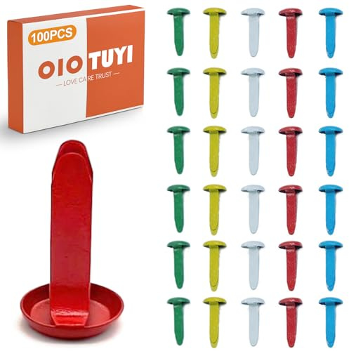 OioTuyi 100 Stück Mini Bunte Brads Musterbeutelklammern, Rundkopfklammern aus Metall, Musterklammern & Bastelklammern für Scrapbooking, Basteln, DIY, Büro, Schule, auch als Briefklammern
