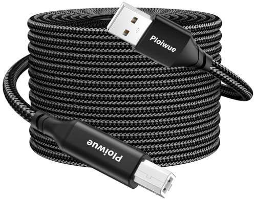 6M Printer Cable USB 2.0 Type A Male to Type B Male Scanner Nylon Braided USB Ultra High Speed Printer Cable Suitable for HP Dell Canon Lexmark Xerox Brothers Samsung Epson etc