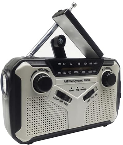 Juqoyue Solar Radio, AM/FM Portable Crank Radio Dynamo Emergency Radio with 2500 MAh Rechargeable Battery, SOS Alarm for Camp