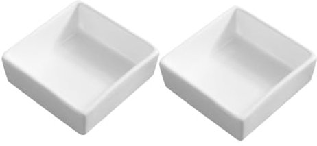 EXHUMKY 2piezas Cerámica Cuadrada Dipping Bowls Para Salsas y Aperitivos Platos De Pudding y Postres Para Cocina y Almacenamiento