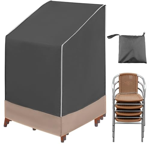 Shield Outdoor Covers Abdeckung Gartenstühle Wasserdicht 420D Oxford Gewebe, Winterfest,UV-Beständiges Schutzhülle für Stapelstühle mit Aufbewahrungstasche,Abdeckung für Gartenstühle(67x67x80/110cm)