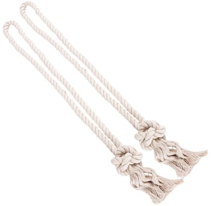 MUELODSIC Fermatende Corda Beige Vintage in Cotone 2 Pezzi Nappe Intrecciate Stile retrò per Tende da Interno ed Esterno Decorativi e Funzionali