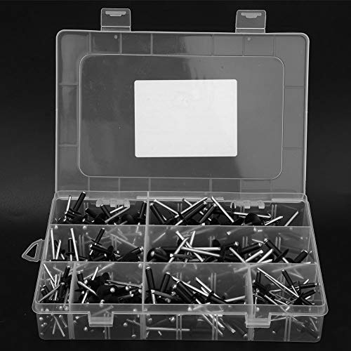 ZAICOLER Black Rivets, 200 PCS Kit de Rivet Noir Black River Kit Blivets High Round Round Blind Mit