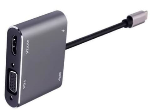 Adaptateur multiports USB C jusqu'à 4 K 30 Hz avec port VGA USB et charge de puissance de 100 W pour un transfert de données accéléré élevé, adaptateur double moniteur pour ordinateur portable