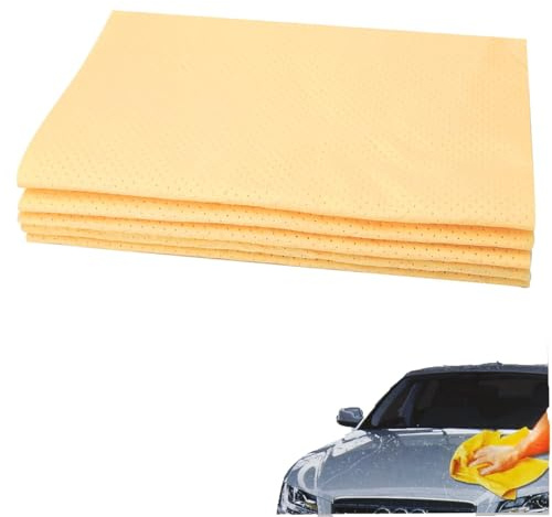 4Pcs Premium Perforated Synthetic for Cars Set,Absorbent Shammy Leather Cloth, Fast Drying for Car Windows, Body and Interior, Machine Washable for Repeated Use