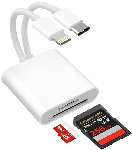 Lettore Schede SD per iPhone/iPad/Android/Camera, 2 in 2 Adattatore Scheda SD con connettori USB C e Lightnning Doppio Slot per SD/MicroSD/SDHC/SDXC/MicroSDHC, Type C OTG Adapter, Lettore Memory Card