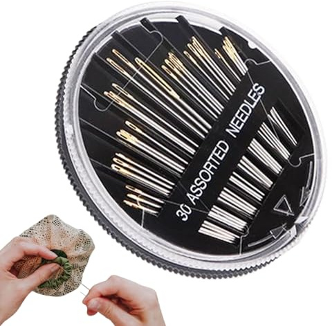 Penlimly Aguja De Coser A Mano,30 Unidades Aguja De Acero Inoxidable | Suministros De Bordado,Para Manualidades Enrollado Hogar Estudio Lugar De Trabajo Costura Bordado Acolchado Tejido Crochet