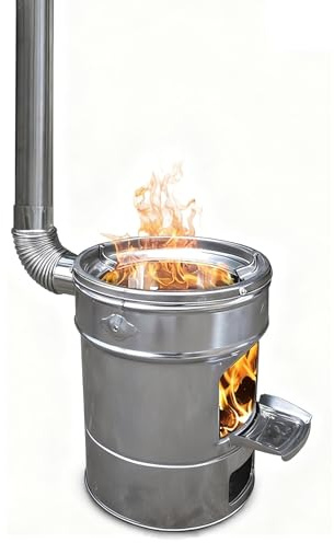 Tragbarer Ofen aus Edelstahl Kleiner Holzofen für Outdoor-Kochen und Heizen Campingöfen für Wandern, Survival, Garten oder Terrasse