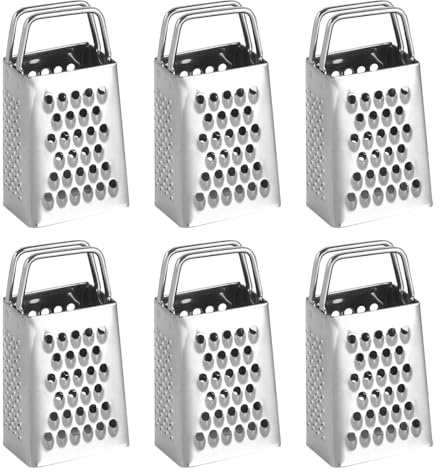TOYANDONA 6 mini ralladores de queso de acero inoxidable, caja pequeña, rallador de verduras, cortador de cítricos de 4 lados para patatas, zanahorias, jengibre y ajo.