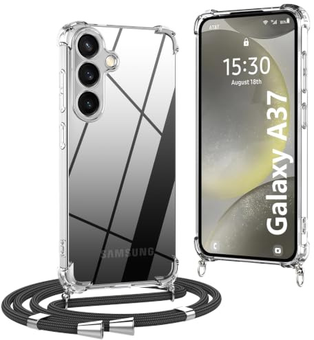 OLEPHY Handykette für Samsung Galaxy S26 5G Hülle mit Band, Schwarz | Necklace Hülle mit Band, Handyhülle zum Umhängen, Soft Transparent Case mit Kordel, Stoßfeste Schutzhülle,