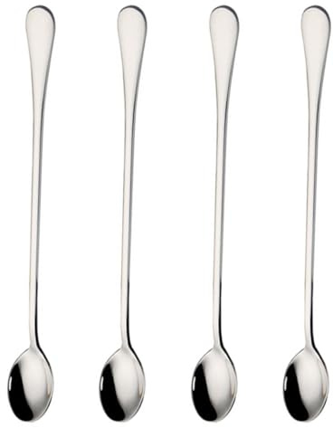 QUMIIRITY Cucchiai da Bar in Acciaio Inossidabile 24 Cm Set da 4 Pezzi Manico per Mescolare e Palette per Ghiaccio, Utensili da Cucina Creativi per Uso Domestico e Ristorazione
