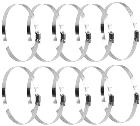 Akfldms Adjustable 6 Inch Hose Clamp,(141-165mm), 304 Stainless Steel Worm Gear Duct Clamp-Pipe Air Clamps, 10 Pack