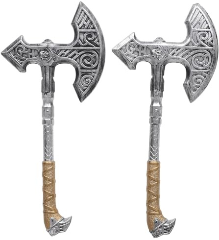 WATIIFUFU 2 Hachas de Plástico Dorado para Halloween Accesorios de Disfraz y Decoración de Fiesta, Estilo Creativo y Realista Carnaval y Fiestas de Disfraces
