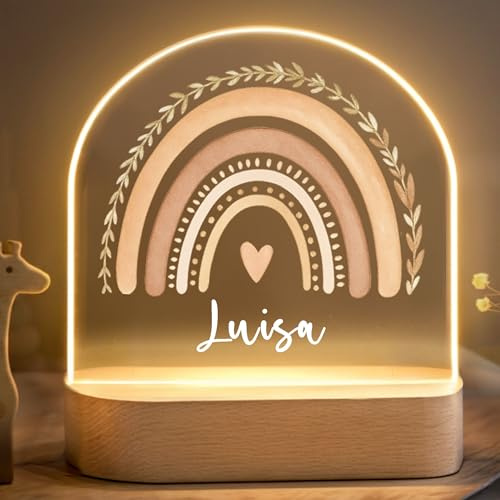 Little Deco Personalisiertes Nachtlicht für Babys - Nachtlampe mit Namen - Geschenk zur Geburt Mädchen - Personalisiertes Babygeschenk Geschenk zur Taufe - Kinderzimmer Deko - Regenbogen