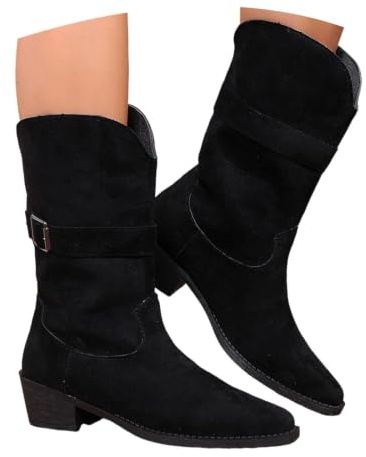 Generisch Bottines élégantes à talon pour femme, bottines à talon bloc, bottines d'extérieur à tige large, bottines à plateforme, bottines sexy pour festival, bottes légères à tige large, bottes de