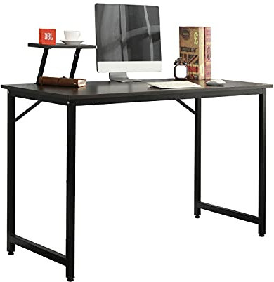 DlandHome Scrivania Ufficio per Computer e Laptop, Tavola Ufficio PC di Legno Noce, Pieghevole con Ripiano, Tavolo da Scrittura 100 x 50 cm, Noce Nero