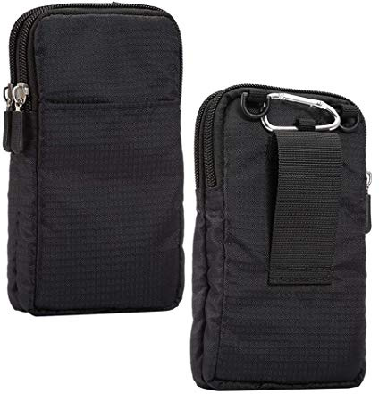 Small Crossbody Cell Phone Bag, Cell Phone Waist Bag Black, 6.0 Sport Travel Messenger Holster Crossbody Purse with Shoulder Strap Zipper Waist Wallet Belt Clip Holder with Locking Carabiner Hook