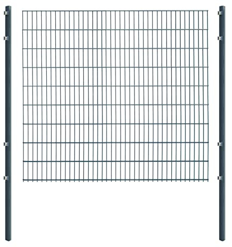 Doppelstabmattenzaun - Komplettset inkl. Pfosten und Montagematerial - Verschiedene Längen und Höhen – Grün oder Anthrazit (L 12 m | H 183 cm | Anthrazit)