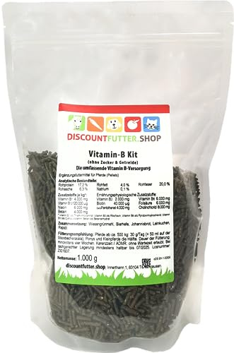 Vitamin B Kit Pellets für Pferde, B-Vitamine & Biotin, 1 kg | Pferdefutter Verdauung, Immunsystem & Stoffwechsel