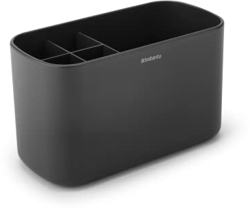 Brabantia ReNew Bathroom Caddy (Dark Grey) - Compartments for Toothbrushes, Toothpaste, Soap etc - Nonslip Base and Drainage Holes