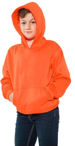 A2Z 4 Kids Flickor Pojkar Plain and Tie Dye Skriva ut Sweatshirt Pullover Skjorta Skinna Hooded - Plain Sweat Hoodie Neon Orange 9-10