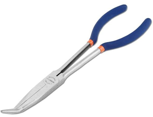 WISEPRO 11 Inch Extra Long Reach Needle Nose Pliers, 45° Angle for Wire Processing, Home Repairing