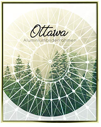 Aluminium Bilderrahmen Ottawa 20,3x25,3 cm in Goldglanz mit Antireflex-Kunstglasscheibe Posterrahmen Puzzlerahmen