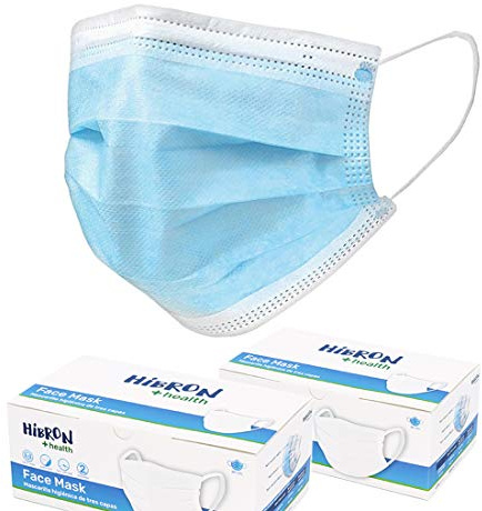 HIBRON 100 masques jetables bleus approuvés CWA 17553 : 2020 avec méthode de test BFE : EN14683 : 2019 en Espagne, BFE > 99%