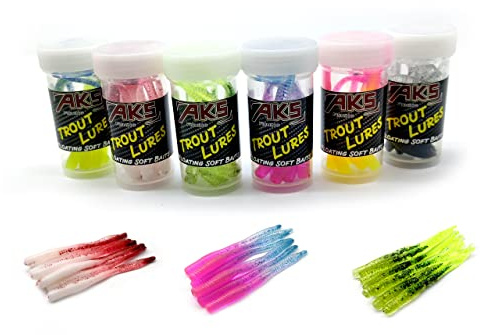 AKS Fishing Gummiköder Set, Rubiswurm 79mm, Forellenköder, Trout Lures, Knoblauch Aroma, Angelköder
