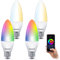 linovum 4 Stück LED E14 Lampen Smart RGB WLAN kompatibel mit Alexa Echo, Google Home - App- & Sprachsteuerung dimmbare Lichtfarbe CCT