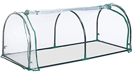 Relaxdays Serra a Tunnel in Telo, Sistema ad Incastro, Porta Avvolgibile, HLP: 50 x 130 x 60 cm, Acciaio e PVC, Verde