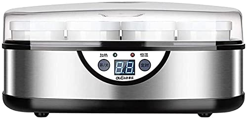 HMTE Yogurt Maker, Yogurt Maker Digital Automático Eléctrico con Frascos y Tapas de Vidrio Gratis, Pantalla de Control de Temperatura de Tiempo y Diseño de Acero Inoxidable para Uso Doméstico