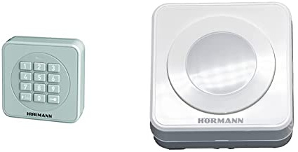 Hörmann Funk-Codetaster FCT3-1 BS (868 MHz, zur Steuerung von bis zu 3 Torantrieben) 4511856, grau & 4511646 Drucktaster/Innentaster IT1b-1 ~ überzgt durch, große belchtete Taste