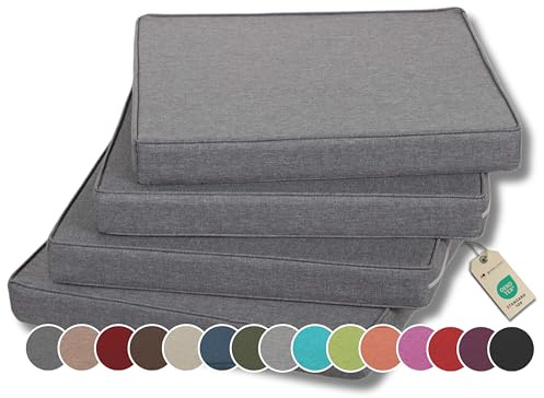 Gutekissen® Stuhlkissen Polsterauflage Auflage für Stühle/Bänke für Haus und Garten Sitzauflage Gartenkissen Sitzkissen viele Farben FK5 (50x50, Grau, 4)