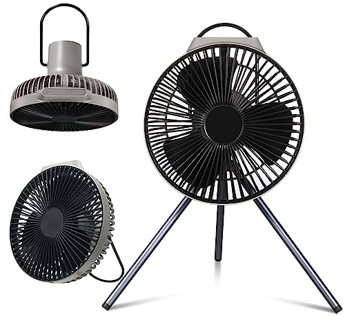 Portable Rechargeable Camping Fan, 7.5 7800mAh Battery Fan with Tent Hook, Timer, Tripod,4 Speeds Personal Fan, Quiet, Ideal for Outdoor Camping Tent
