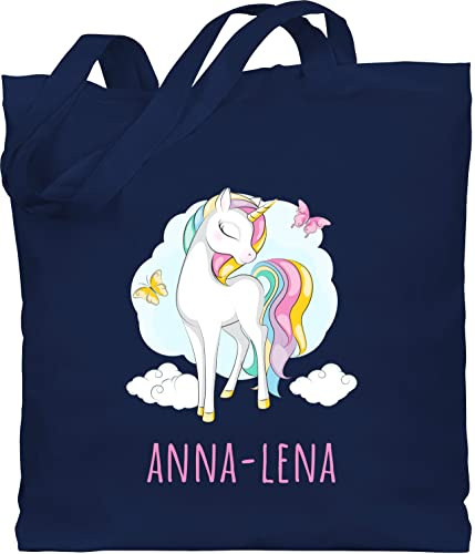 Geschenk mit Namen personalisiert by Shirtracer - Baumwolltasche - Einhorn mit Name personalisiert Geschenk Unicorn I Einhörner Kinder Geschenk