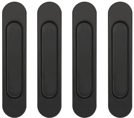 OMJMYY 4 Stück Schiebetür Griffe Schwarz Schrankgriffe Möbelgriffe Schwarz Selbstklebende Türgriffe aus Aluminiumlegierung Balkontürgriff Ohne Bohren Griffe für küchenschränke,Schiebetüren, Fenster