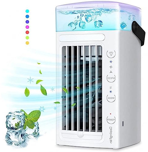 Alacritua Ventilateur Mini - Portatif 4-en-1 Climatisation Cube, Protection Environnementale Climatiseur Mobile - pour Bureau, Voyage, Camping