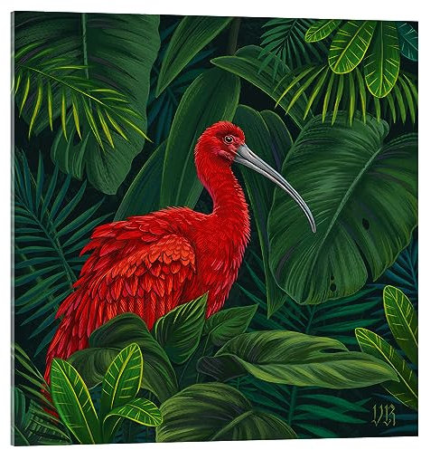 Posterlounge Scharlachroter Ibis Acrylglasbild von Vasilisa Romanenko 70 x 70 cm Grün Wandbilder Wanddeko