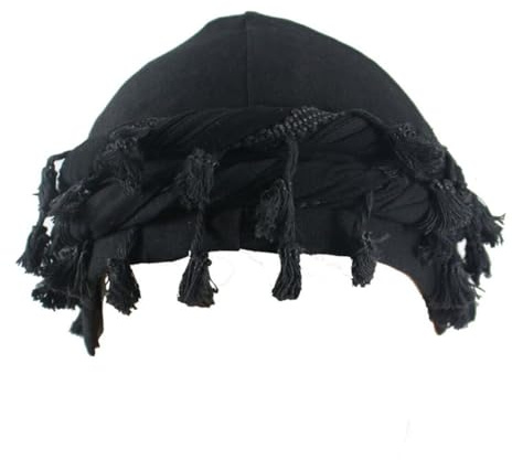 HIQIU Vintage Turban Durag Herren, Satin Gefüttert Stretch Kopf Halstuch, Twist Turban Durag Kopftuch Hut für Männer (Schwarz)