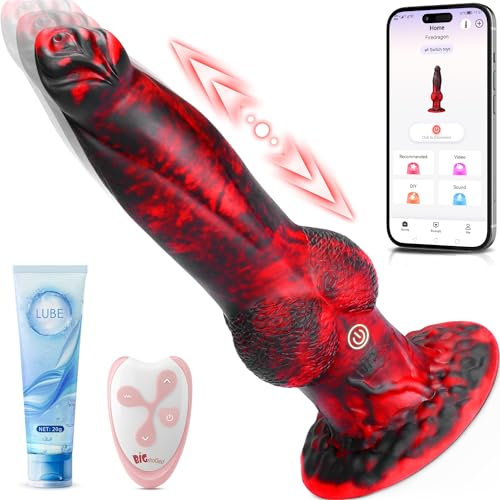 Thrusting Monster Dildo Sex Toys, Realistic Dragon Dildo Vibrator, Suction Cup Big Knot Dildos for G-spot Anal Hands-Free Play, Remote Control 7 Modes Adult Couple Fantasy Sex Toy Machine