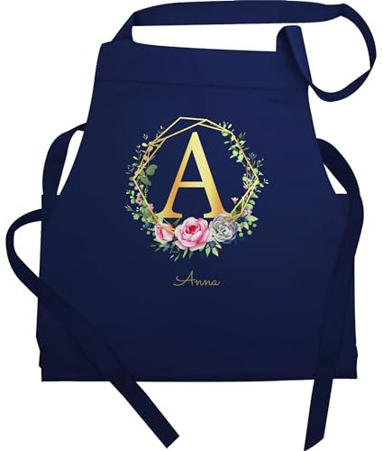Schürze - Name und Initialen - Buchstabe I Namensgeschenk Namenstag Geschenke mit Namen - 60x87 - Navy Blau - kochschürze selbst gestalten buchstaben a küchenschürze gifts for grandparents
